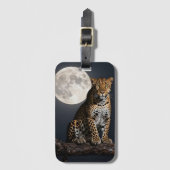 Majestic Leopard and Full Moon Bagagelabel (Voorkant (verticaal))