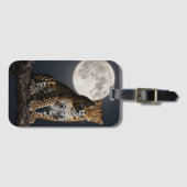 Majestic Leopard and Full Moon Bagagelabel (Voorkant (horizontaal))