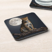 Majestic Leopard and Full Moon Bier Onderzetter (Linkerzijde)