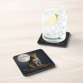 Majestic Leopard and Full Moon Bier Onderzetter (Rechterzijde)