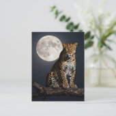 Majestic Leopard and Full Moon  Briefkaart (Staand voorkant)