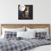 Majestic Leopard and Full Moon   Canvas Afdruk (Insitu (Slaapkamer))