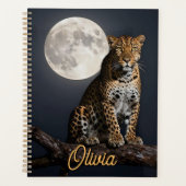 Majestic Leopard and Full Moon Personalized Planner (Voorkant)