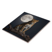 Majestic Leopard and Full Moon   Tegeltje (Zijkant)