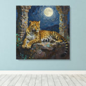 Majestic Leopard on Cliff Ledge   Canvas Afdruk (Insitu (Houten vloer))
