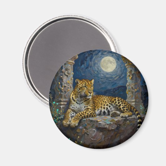 Majestic Leopard on Cliff Ledge  Magneet (Voorkant / Achterkant)