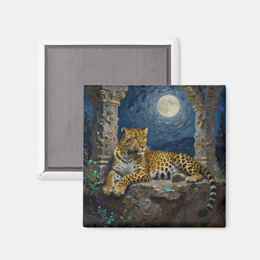 Majestic Leopard on Cliff Ledge  Magneet (Voorkant / Achterkant)