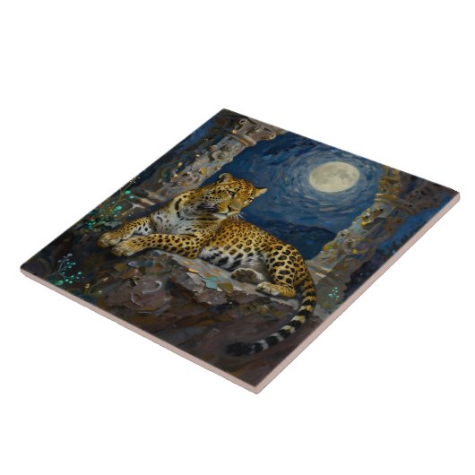 Majestic Leopard on Cliff Ledge  Tegeltje (Zijkant)