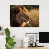 Majestic Lion Achtergrond Poster (Thuiskantoor)