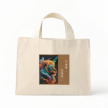 Majestic Lion Chinese Kalligrafie Canvas tas