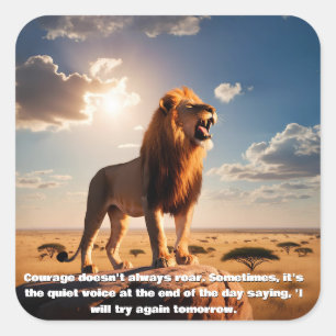 Majestic Lion Courage Inspirerend Cadeau Motivatie Vierkante Sticker