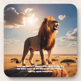 Majestic Lion Courage Inspirerend Motivatie Bier Onderzetter