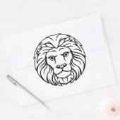 Majestic Lion Design T-shirt - Bold & Fierce St Ronde Sticker (Envelop)