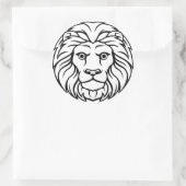 Majestic Lion Design T-shirt - Bold & Fierce St Ronde Sticker (Tas)