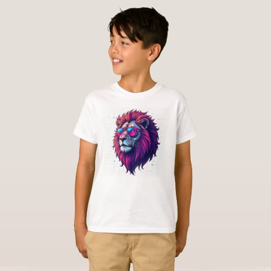 Majestic Lion Face bedrukt T-shirt – ronde hals (Voorkant volledig)