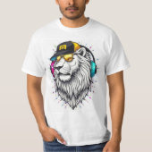 Majestic Lion Face bedrukt T-shirt – ronde hals (Voorkant)
