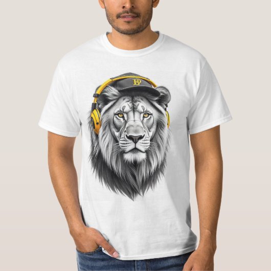 Majestic Lion Face bedrukt T-shirt – ronde hals (Voorkant)