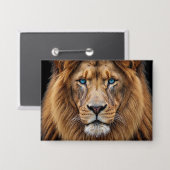 Majestic Lion Face with Blue Eyes | Wildlife Anima Button (Voorkant / Achterkant)