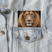 Majestic Lion Face with Blue Eyes | Wildlife Anima Button (Insitu)