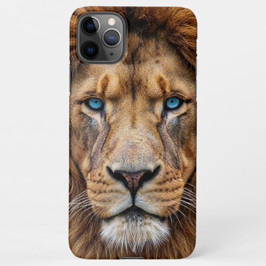 Majestic Lion Face with Blue Eyes | Wildlife Anima iPhone Hoesje (Achterkant)