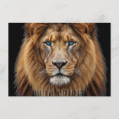 Majestic Lion Face with Blue Eyes | Wildlife Anima Menu (Achterkant)