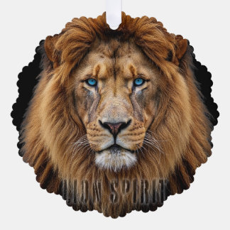 Majestic Lion Face with Blue Eyes | Wildlife Anima Ornament Kaart