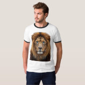 Majestic Lion Face with Blue Eyes | Wildlife Anima T-shirt (Voorkant volledig)