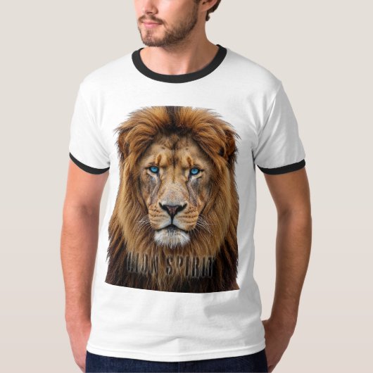 Majestic Lion Face with Blue Eyes | Wildlife Anima T-shirt (Voorkant)