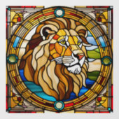 Majestic Lion Faux Glas in lood Raamsticker (Vel)