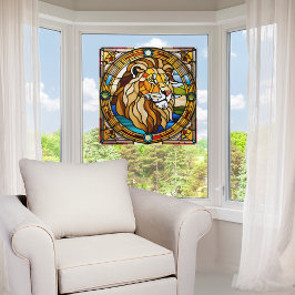 Majestic Lion Faux Glas in lood Raamsticker