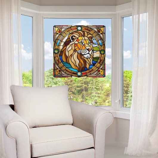 Majestic Lion Faux Glas in lood Raamsticker