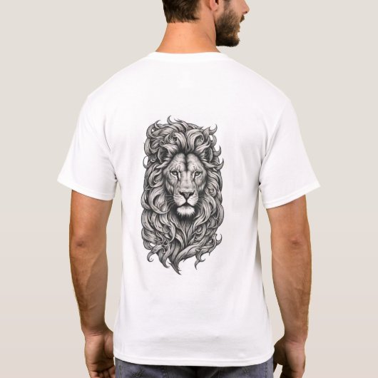 Majestic Lion Friendship Tattoo Design T-shirt (Achterkant)