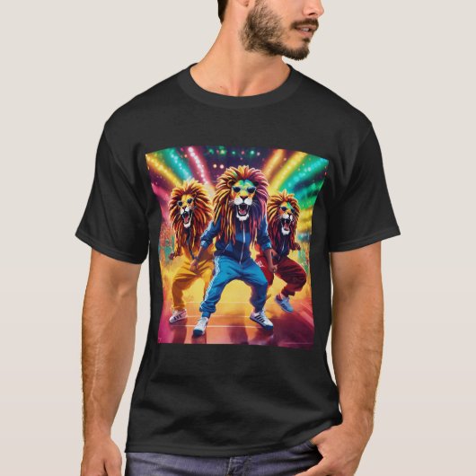 Majestic Lion Geanimeerde Mannen T-shirt (Voorkant)