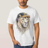 Majestic Lion Gezicht Gedrukt T-shirt – Ronde hals (Voorkant)