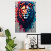 Majestic Lion Graffiti Art Poster (Thuiskantoor)