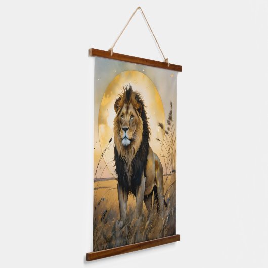 Majestic Lion Hangend Wandkleed (Gebogen)