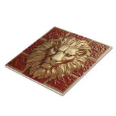 Majestic Lion Head met Golden Border Ceramic Tegel Tegeltje (Zijkant)
