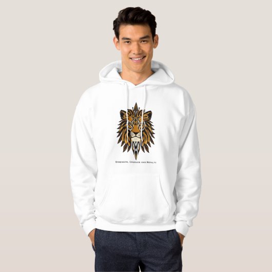 Majestic Lion Head Tribal Art - Bold Wildlife Hoodie (Voorkant volledig)