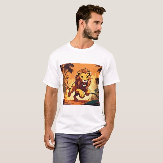 Majestic Lion – het geraas van het wilde T-shirt (Voorkant volledig)