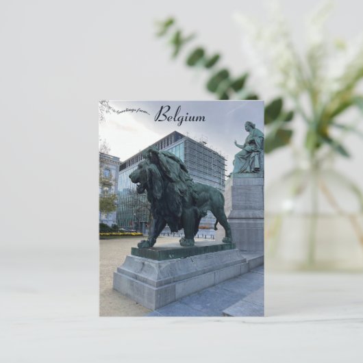 Majestic Lion in Brussel België Briefkaart (Staand voorkant)