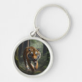 Majestic Lion in Forest Scene Art Sleutelhanger (Voorkant)