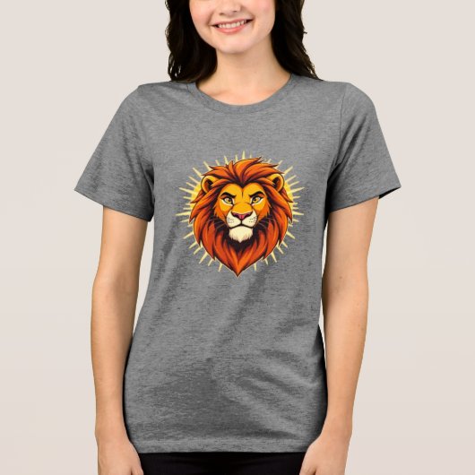 Majestic Lion – King of Power and Authority Tri-Blend Shirt (Voorkant)