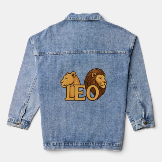 Majestic Lion & Lioness Fusion – Bold Wildlife Denim Jacket (Achterkant)