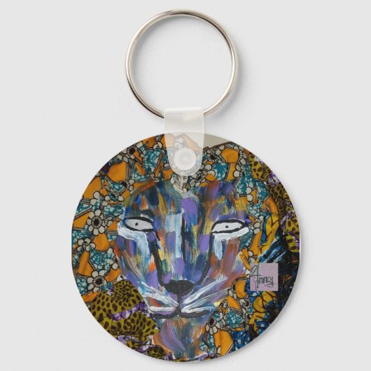 Majestic Lion met de Kente Cloth Mane Sleutelhanger (Voorkant)