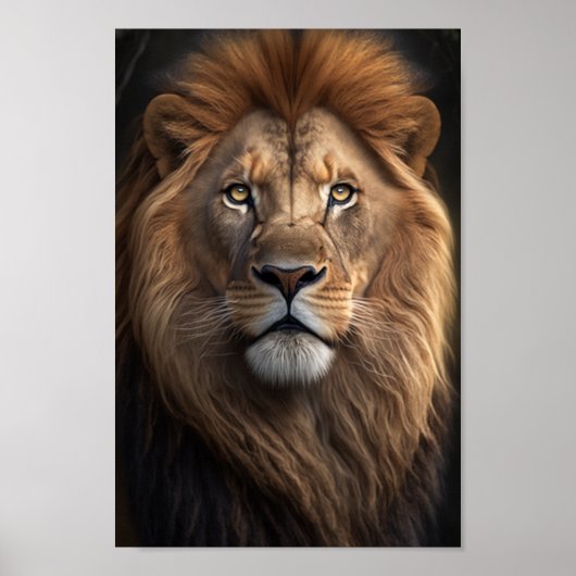 Majestic Lion met prachtige mannetjes Poster (Voorkant)