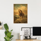 Majestic Lion – Mid-Century Retro Vintage Safari Poster (Thuiskantoor)