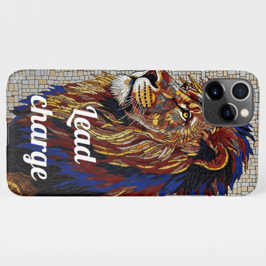 Majestic Lion Mozaïek Telefoonkoffer – Koning iPhone Hoesje (Achterkant horizontaal)
