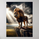 Majestic Lion op Cliff - Inspirerend Wildlife Poster (Voorkant)