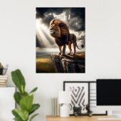 Majestic Lion op Cliff - Inspirerend Wildlife Poster (Thuiskantoor)