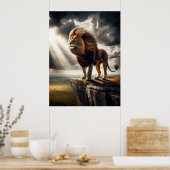 Majestic Lion op Cliff - Inspirerend Wildlife Poster (Keuken)